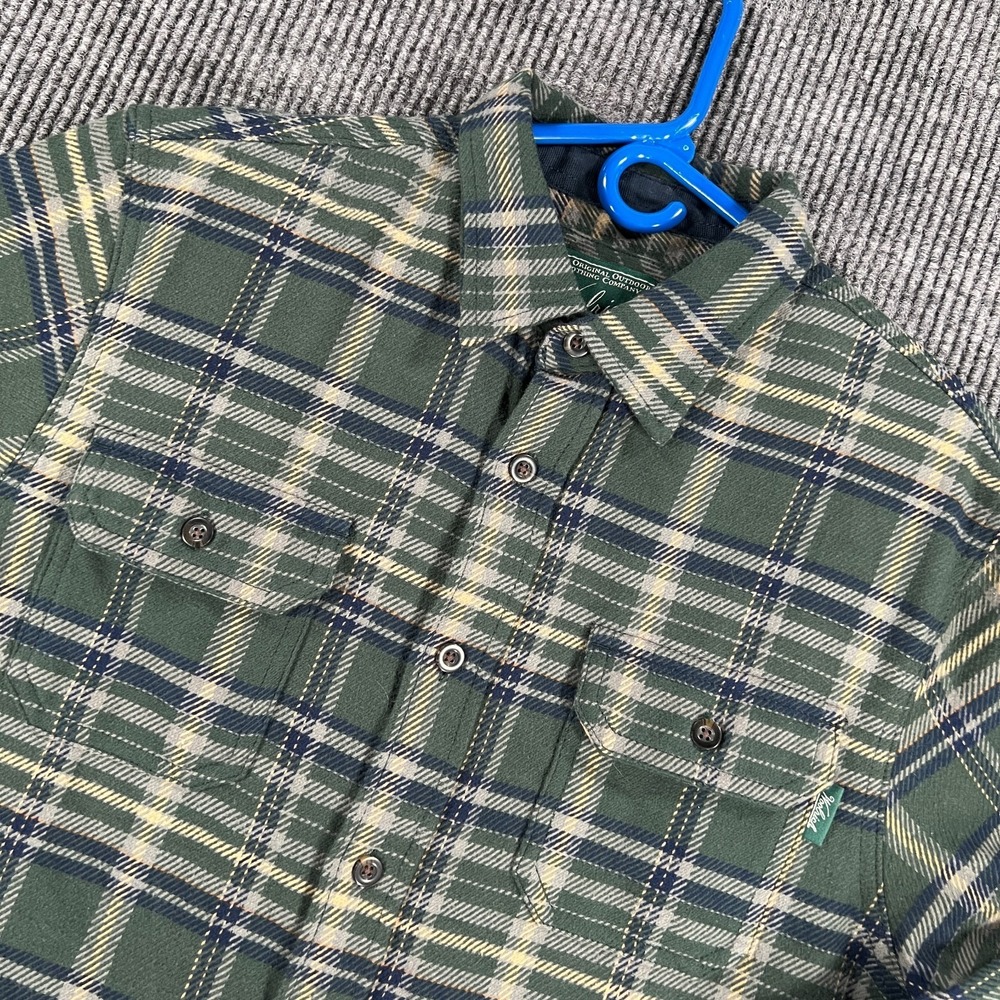 Woolrich Flannel Shirt Mens Medium Green Plaid Long Sleeve Button Up Outdoor